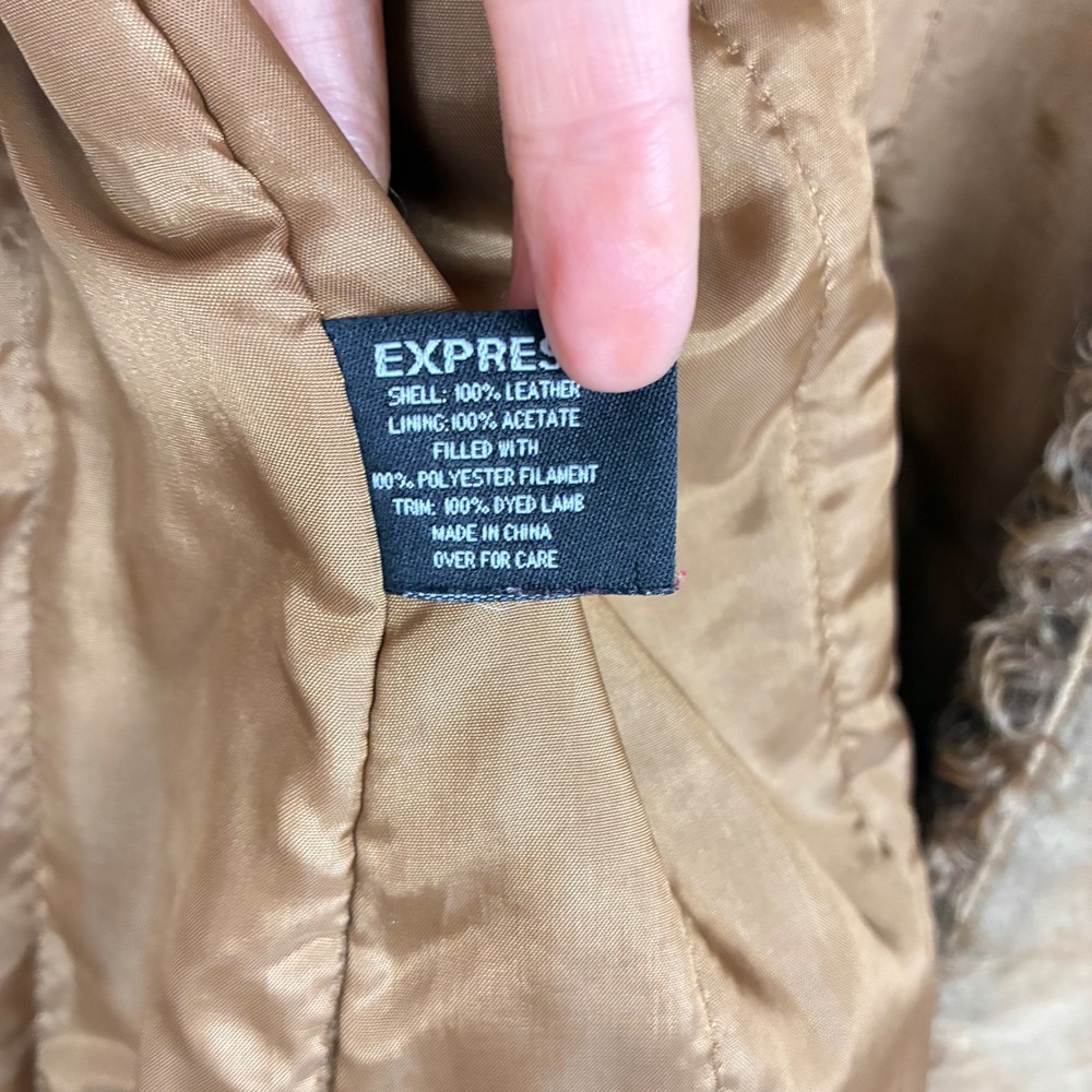Vintage Womens Coat Sz L Penny Lane Genuine Leather Suede Fur Afghan Brown Boho - Picture 5 of 14